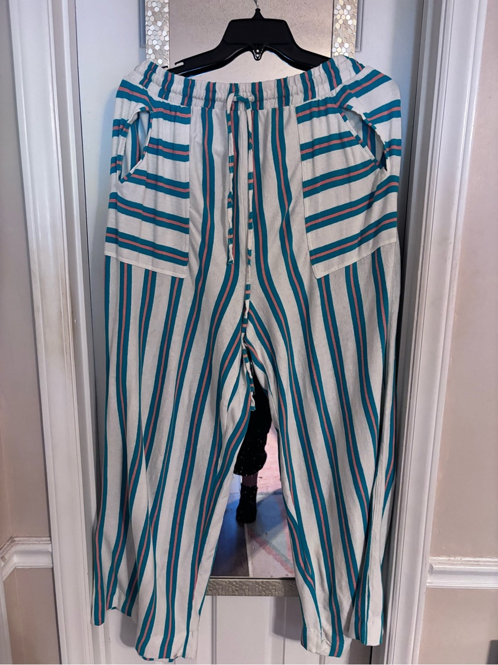 Free People Dana Pants Striped Pink and Turquoise, Worn Once - Picture 3 of 5